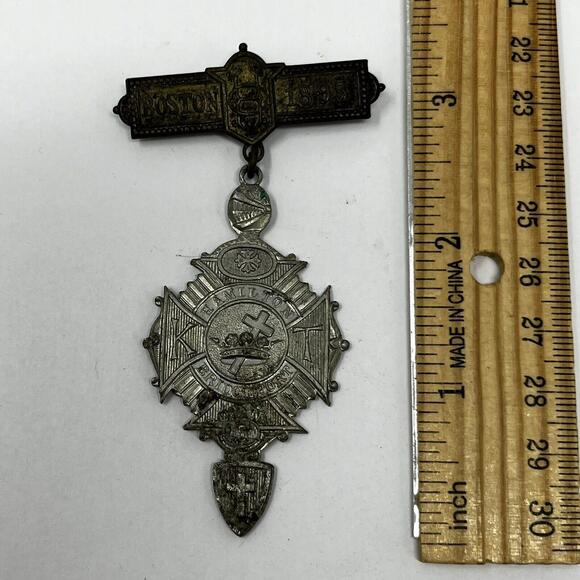 1895 Masonic Medallion Knights Templar KT Boston Bridgeport Hamilton CT Medal - Picture 2 of 7